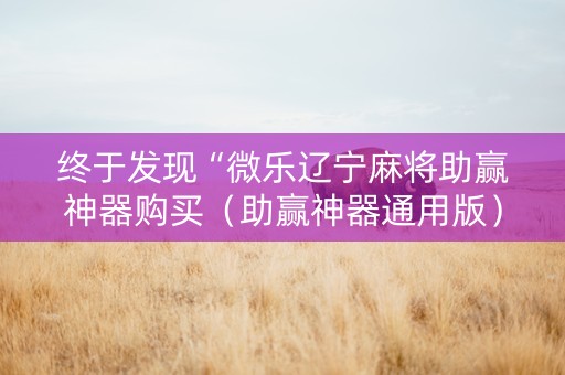 终于发现“微乐辽宁麻将助赢神器购买（助赢神器通用版）
