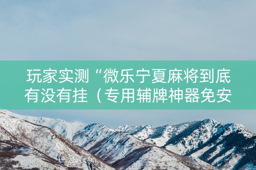 玩家实测“微乐宁夏麻将到底有没有挂（专用辅牌神器免安装）