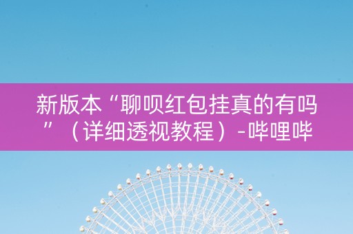 新版本“聊呗红包挂真的有吗”（详细透视教程）-哔哩哔哩