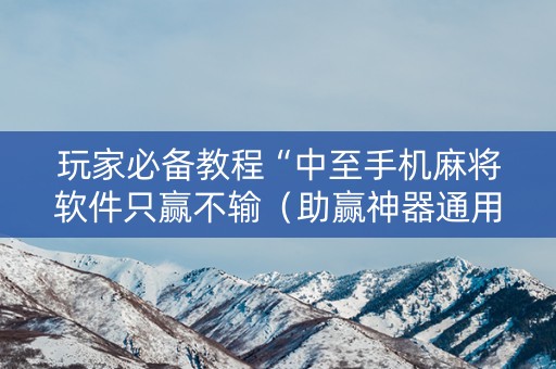 玩家必备教程“中至手机麻将软件只赢不输（助赢神器通用版）