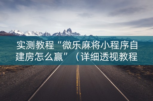 实测教程“微乐麻将小程序自建房怎么赢”（详细透视教程）-哔哩哔哩