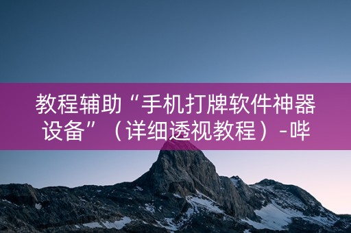 教程辅助“手机打牌软件神器设备”（详细透视教程）-哔哩哔哩