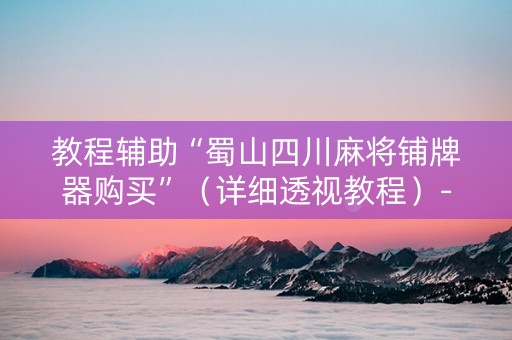 教程辅助“蜀山四川麻将铺牌器购买”（详细透视教程）-哔哩哔哩