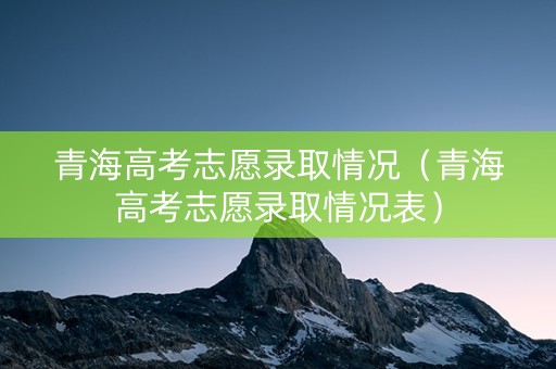 青海高考志愿录取情况（青海高考志愿录取情况表）