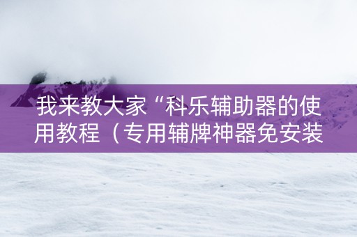 我来教大家“科乐辅助器的使用教程（专用辅牌神器免安装）