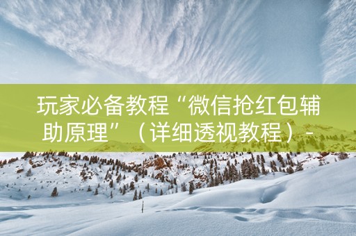 玩家必备教程“微信抢红包辅助原理”（详细透视教程）-哔哩哔哩