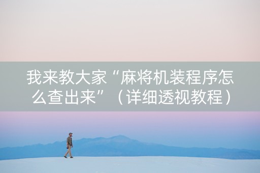 我来教大家“麻将机装程序怎么查出来”（详细透视教程）-哔哩哔哩