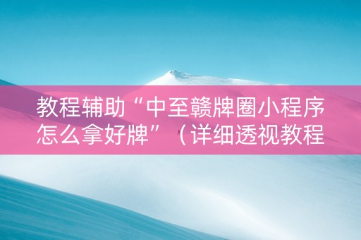 教程辅助“中至赣牌圈小程序怎么拿好牌”（详细透视教程）-哔哩哔哩