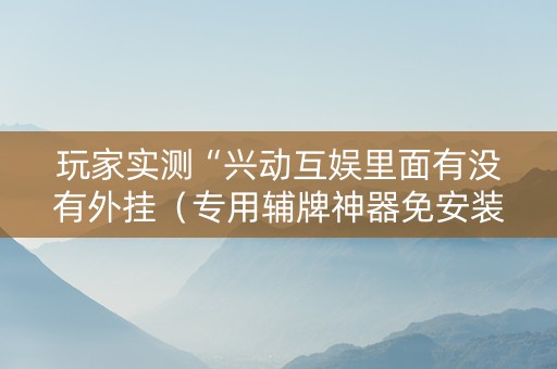 玩家实测“兴动互娱里面有没有外挂（专用辅牌神器免安装）