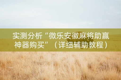 实测分析“微乐安徽麻将助赢神器购买”（详细辅助教程）-哔哩哔哩