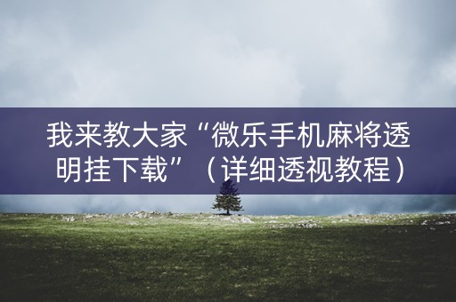我来教大家“微乐手机麻将透明挂下载”（详细透视教程）-哔哩哔哩