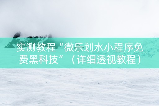 实测教程“微乐划水小程序免费黑科技”（详细透视教程）-哔哩哔哩
