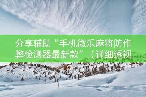 分享辅助“手机微乐麻将防作弊检测器最新款”（详细透视教程）-哔哩哔哩
