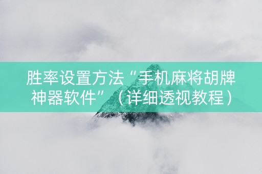 胜率设置方法“手机麻将胡牌神器软件”（详细透视教程）-哔哩哔哩
