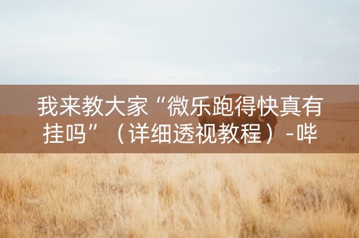 我来教大家“微乐跑得快真有挂吗”（详细透视教程）-哔哩哔哩
