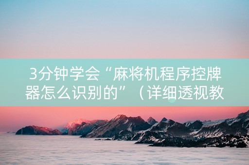 3分钟学会“麻将机程序控牌器怎么识别的”（详细透视教程）-哔哩哔哩