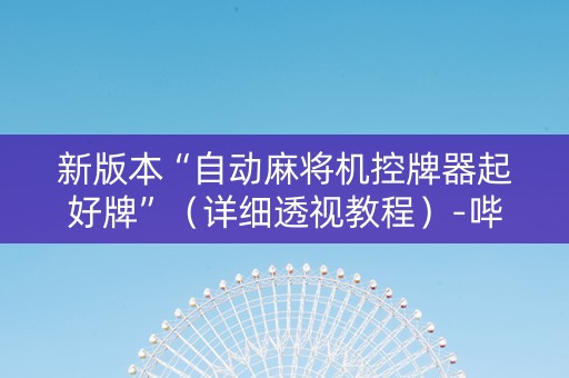 新版本“自动麻将机控牌器起好牌”（详细透视教程）-哔哩哔哩