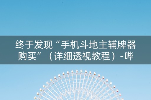 终于发现“手机斗地主辅牌器购买”（详细透视教程）-哔哩哔哩