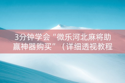 3分钟学会“微乐河北麻将助赢神器购买”（详细透视教程）-哔哩哔哩