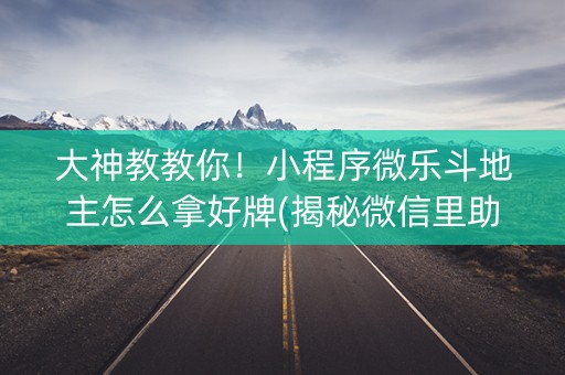 大神教教你！小程序微乐斗地主怎么拿好牌(揭秘微信里助赢神器购买)