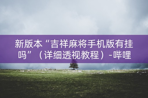 新版本“吉祥麻将手机版有挂吗”（详细透视教程）-哔哩哔哩