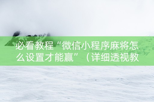 必看教程“微信小程序麻将怎么设置才能赢”（详细透视教程）-哔哩哔哩