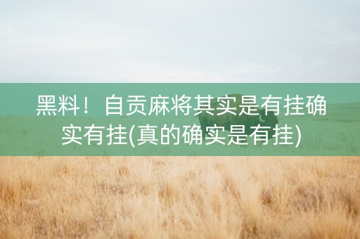 黑料！自贡麻将其实是有挂确实有挂(真的确实是有挂)