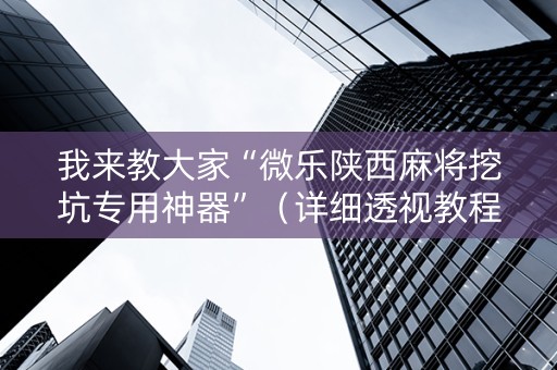 我来教大家“微乐陕西麻将挖坑专用神器”（详细透视教程）-哔哩哔哩