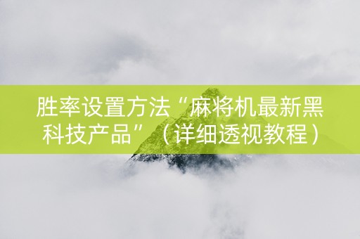 胜率设置方法“麻将机最新黑科技产品”（详细透视教程）-哔哩哔哩