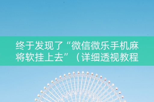 终于发现了“微信微乐手机麻将软挂上去”（详细透视教程）-哔哩哔哩
