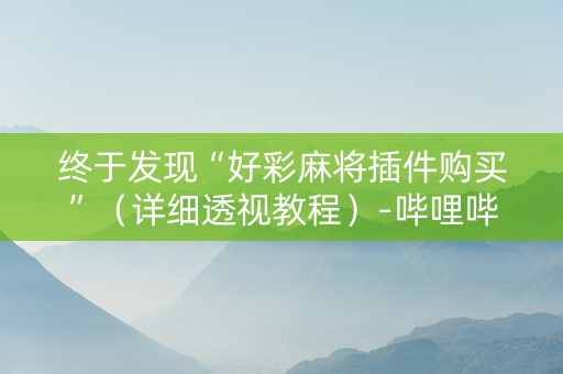 终于发现“好彩麻将插件购买”（详细透视教程）-哔哩哔哩