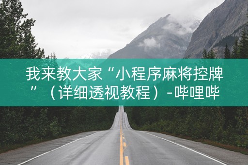 我来教大家“小程序麻将控牌”（详细透视教程）-哔哩哔哩