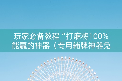 玩家必备教程“打麻将100%能赢的神器（专用辅牌神器免安装）