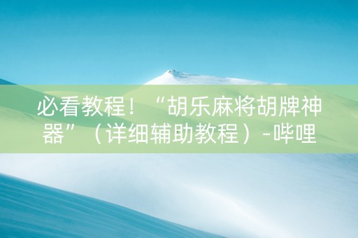 必看教程！“胡乐麻将胡牌神器”（详细辅助教程）-哔哩哔哩