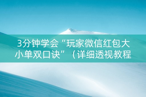 3分钟学会“玩家微信红包大小单双口诀”（详细透视教程）-哔哩哔哩