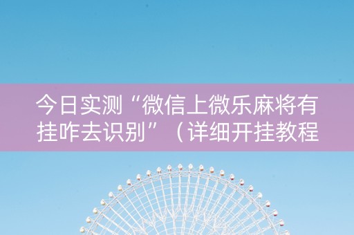 今日实测“微信上微乐麻将有挂咋去识别”（详细开挂教程）-哔哩哔哩