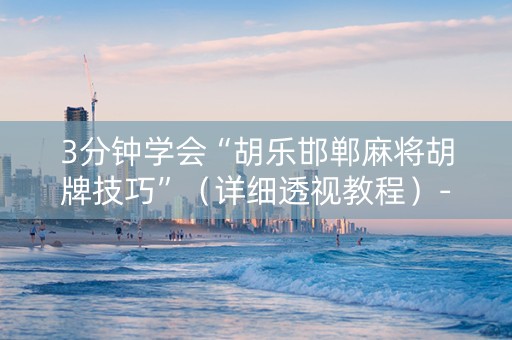 3分钟学会“胡乐邯郸麻将胡牌技巧”（详细透视教程）-哔哩哔哩