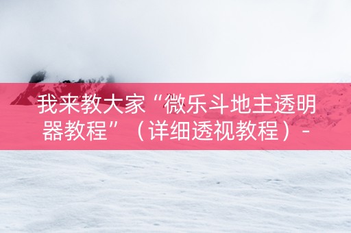 我来教大家“微乐斗地主透明器教程”（详细透视教程）-哔哩哔哩