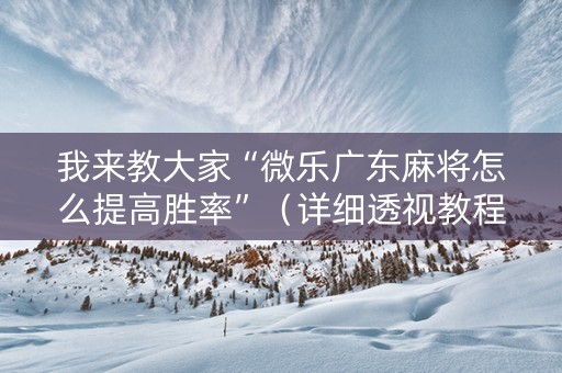 我来教大家“微乐广东麻将怎么提高胜率”（详细透视教程）-哔哩哔哩