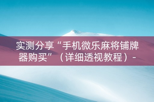 实测分享“手机微乐麻将铺牌器购买”（详细透视教程）-哔哩哔哩