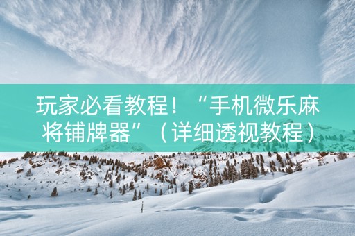 玩家必看教程！“手机微乐麻将铺牌器”（详细透视教程）-哔哩哔哩