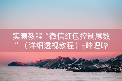 实测教程“微信红包控制尾数”（详细透视教程）-哔哩哔哩