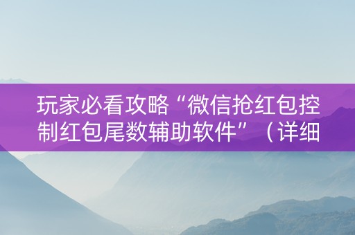 玩家必看攻略“微信抢红包控制红包尾数辅助软件”（详细透视教程）-哔哩哔哩
