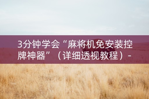 3分钟学会“麻将机免安装控牌神器”（详细透视教程）-哔哩哔哩