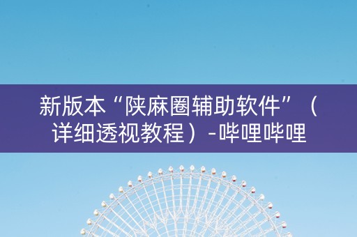 新版本“陕麻圈辅助软件”（详细透视教程）-哔哩哔哩