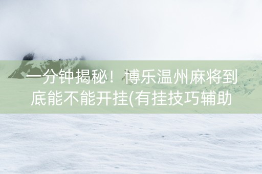 一分钟揭秘！博乐温州麻将到底能不能开挂(有挂技巧辅助器)
