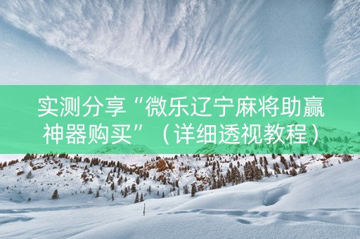 实测分享“微乐辽宁麻将助赢神器购买”（详细透视教程）-哔哩哔哩