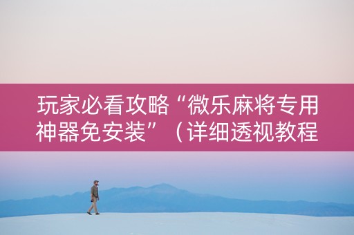 玩家必看攻略“微乐麻将专用神器免安装”（详细透视教程）-哔哩哔哩