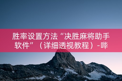 胜率设置方法“决胜麻将助手软件”（详细透视教程）-哔哩哔哩