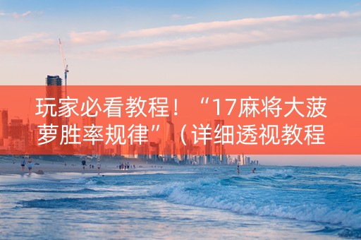玩家必看教程！“17麻将大菠萝胜率规律”（详细透视教程）-哔哩哔哩